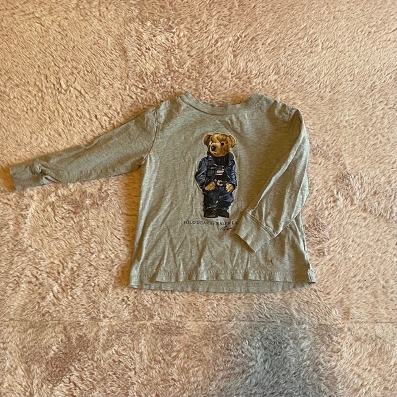 Polo by Ralph Lauren Kids Grey Polo Bear Long Sleeve Shirt - Picture 1 of 2